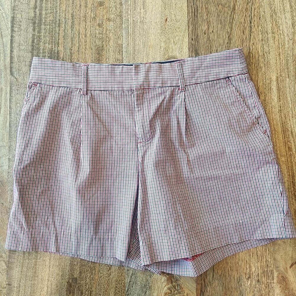 Brooks Brothers Shorts Womens 10 Red Blue Check Chino Cotton Stretch Casual